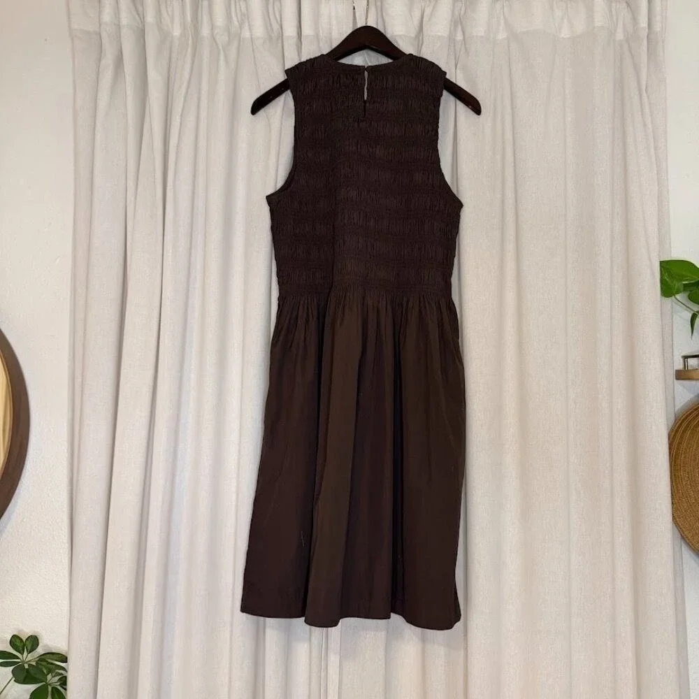 Madewell Smocked Sleeveless Brown Mini Dress - Size XXS (NWT)